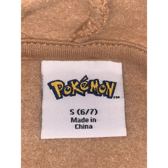 Pokemon Boys Tan Hoodie With Pikachu Embroidered Design Kangaroo Pocket Small - Picture 7 of 10